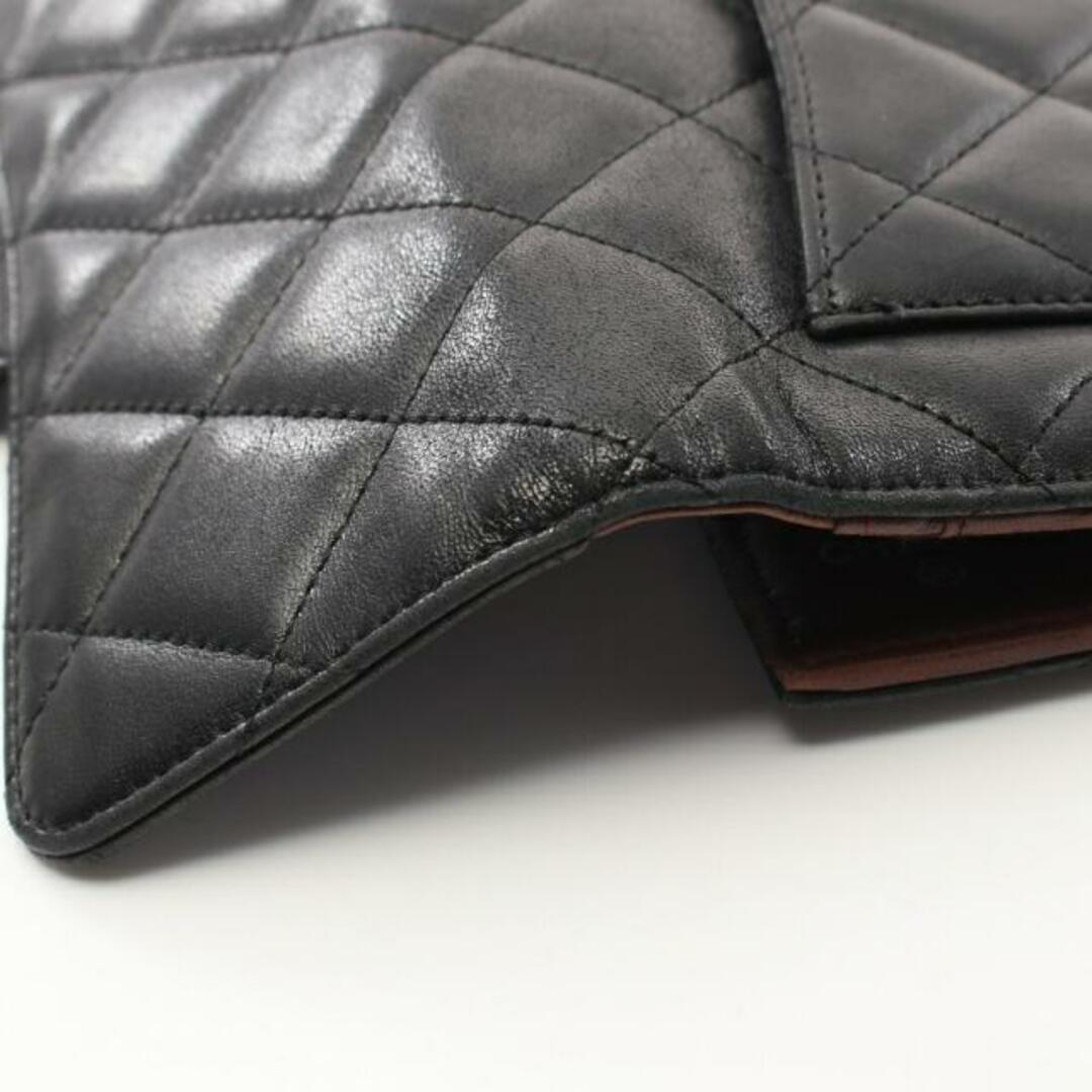 CHANEL(シャネル)のマトラッセ 三つ折り長財布 ラムスキン ブラック シルバー金具 レディースのファッション小物(財布)の商品写真
