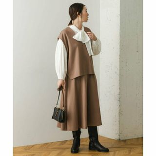 アーバンリサーチロッソ(URBAN RESEARCH ROSSO)の【BEIGE】『セットアップ対応』F by ROSSO Vネックジレ+フレアスカート(ロングワンピース/マキシワンピース)