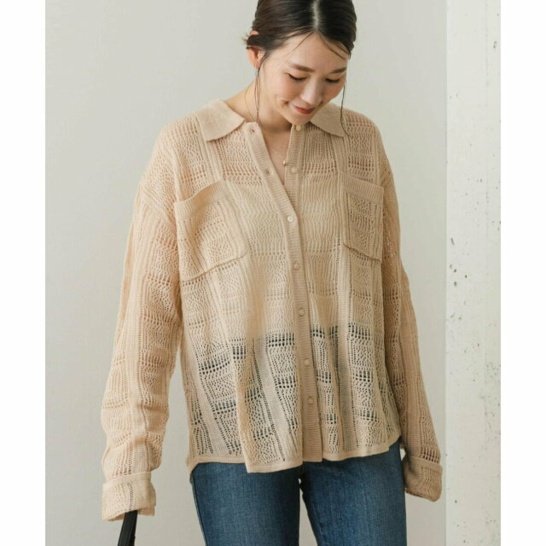 URBAN RESEARCH ROSSO(アーバンリサーチロッソ)の【L/BEIGE】F by ROSSO 柄編みニットシャツ レディースのトップス(ニット/セーター)の商品写真