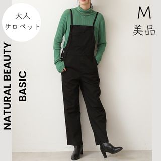 ナチュラルビューティーベーシック(NATURAL BEAUTY BASIC)の【NATURAL BEAUTY BASIC】美品 M 黒 サロペット(サロペット/オーバーオール)