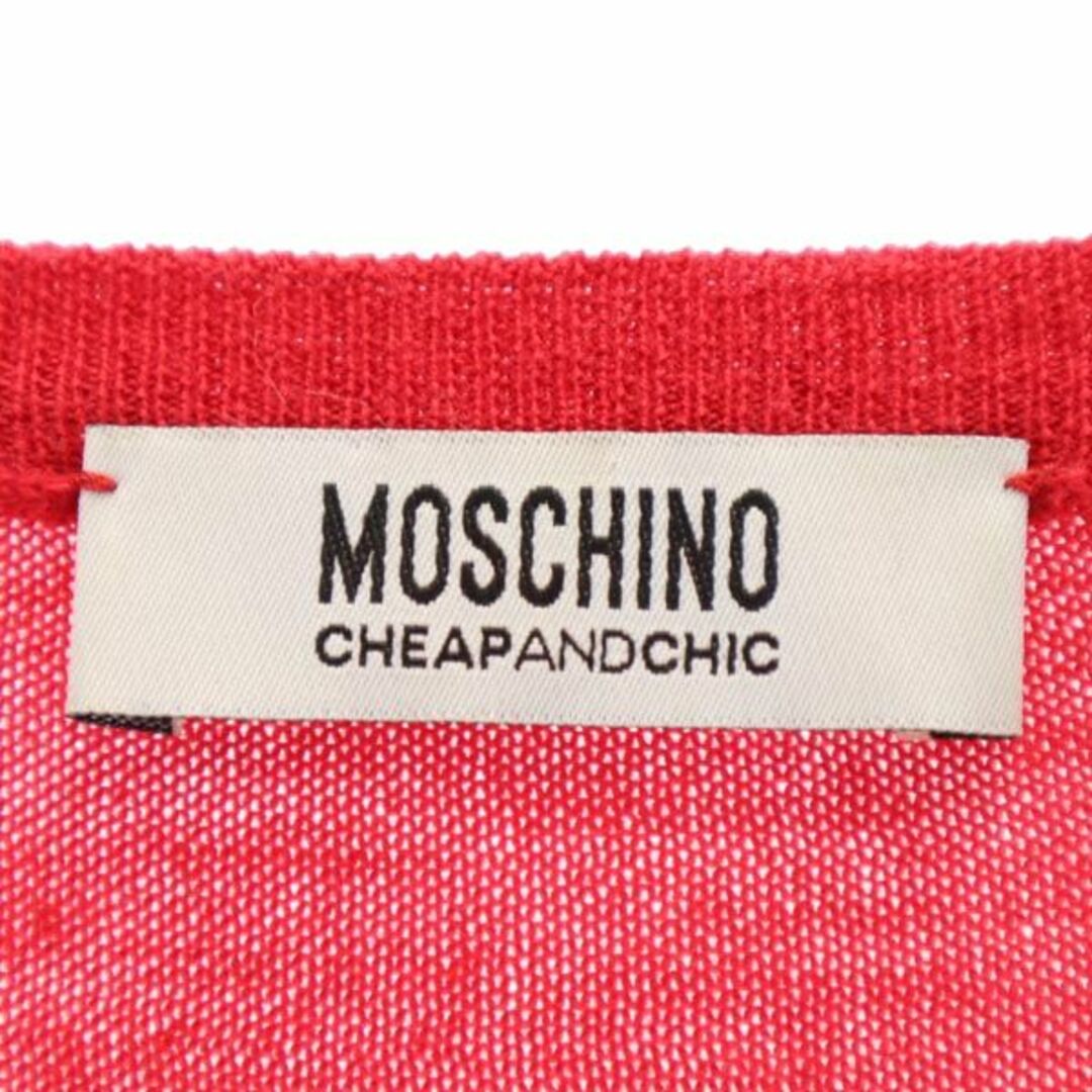 モスキーノ 7分袖 ウール ニット カーディガン USA8 赤系 MOSCHINO レディース   【230920】 メール便可 6