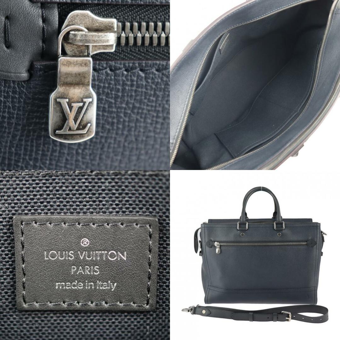 LOUIS VUITTON ルイ ヴィトン ユタ キャニオン オールデイ ビジネスバッグ M54966   ユタレザー ブルーマリーヌ ダークネイビー系 ブラック シルバー金具 2WAY ブリーフケース ショルダーバッグ 【本物保証】