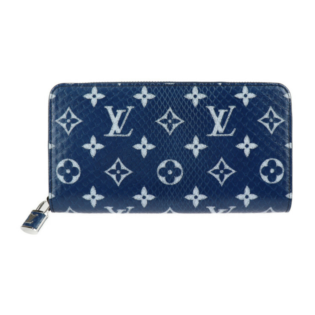 LOUIS VUITTON ルイ ヴィトン モノグラム ジッピーウォレット 長財布 N81186   パイソン ブルー シルバー金具  ラウンドファスナー 長財布 エキゾチックレザー 【本物保証】