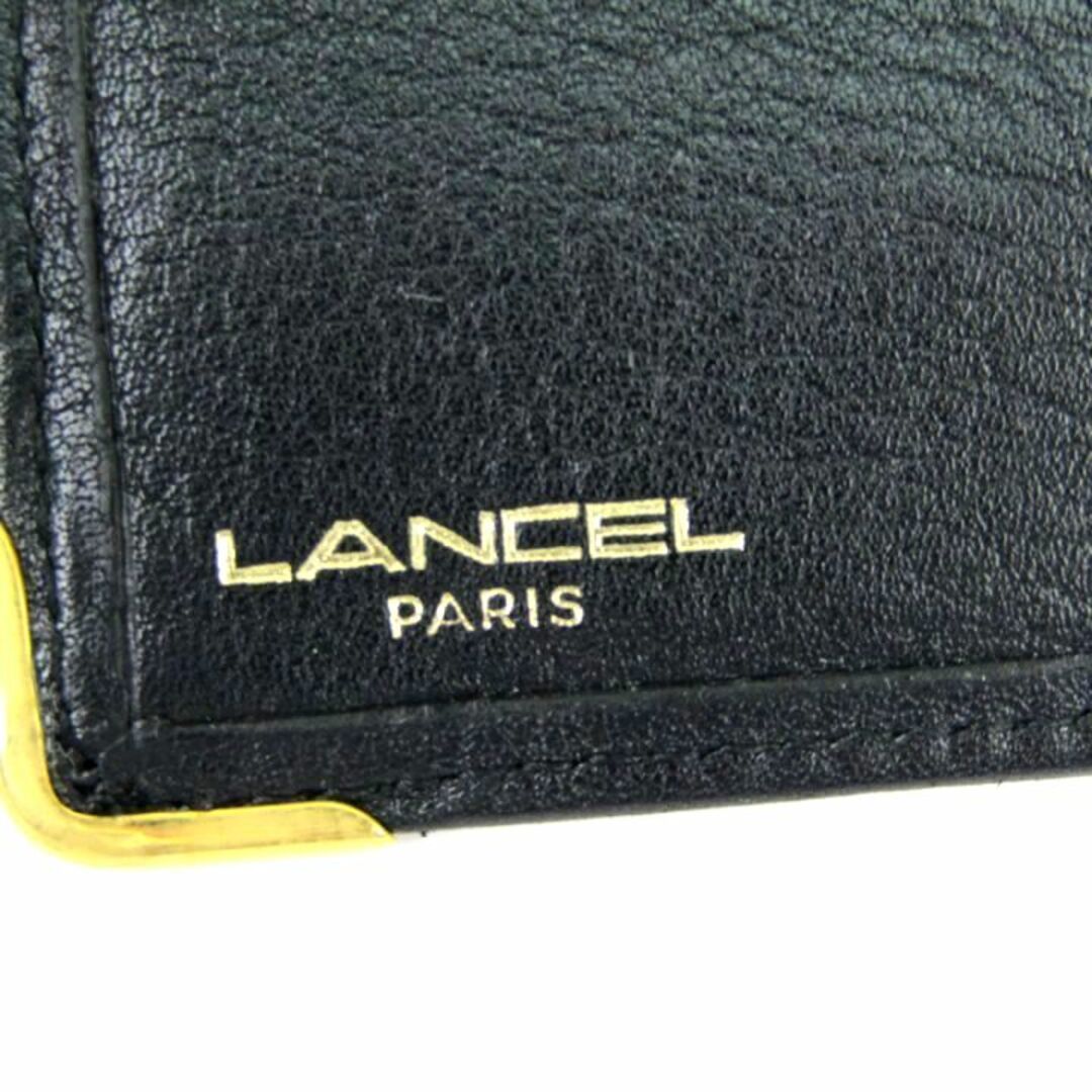 LANCEL(ランセル)のランセル 二つ折り財布 ゴールド金具 薄型 小銭入れあり コンパクト ウォレット ブランド 黒 メンズ ブラック LANCEL メンズのファッション小物(折り財布)の商品写真