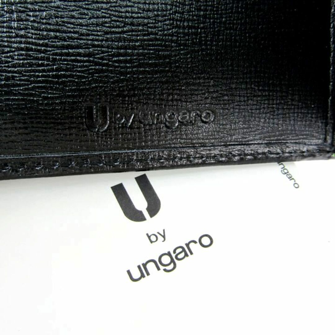 U by ungaro(ユーバイウンガロ)のユーバイウンガロ 二つ折り財布 未使用 レザー コンパクト ブランド ウォレット 小銭入れあり 黒 メンズ ブラック U by ungaro メンズのファッション小物(折り財布)の商品写真