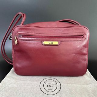 クリスチャンディオール(Christian Dior)のディオール C.D ショルダーバッグ 濃赤 レッド CD金具 レザー(ショルダーバッグ)