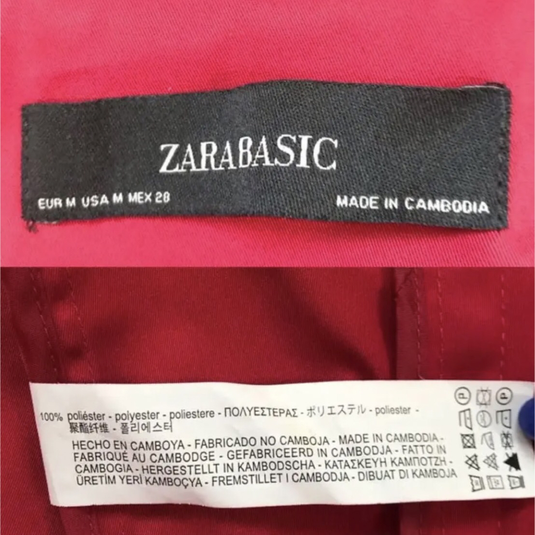 ZARA(ザラ)のザラベーシック　トレンチコートM　レッド　アウター　体型カバー　ベルト付　着痩せ レディースのジャケット/アウター(トレンチコート)の商品写真