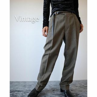 アートヴィンテージ(ART VINTAGE)の【vintage】ウール グレンチェック柄 2タック ワイド スラックス W32(スラックス)