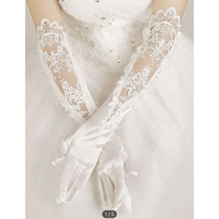 SHEIN ウェディング グローブ ミディアム丈 手袋 ブライダル ホワイト (ウェディングドレス)