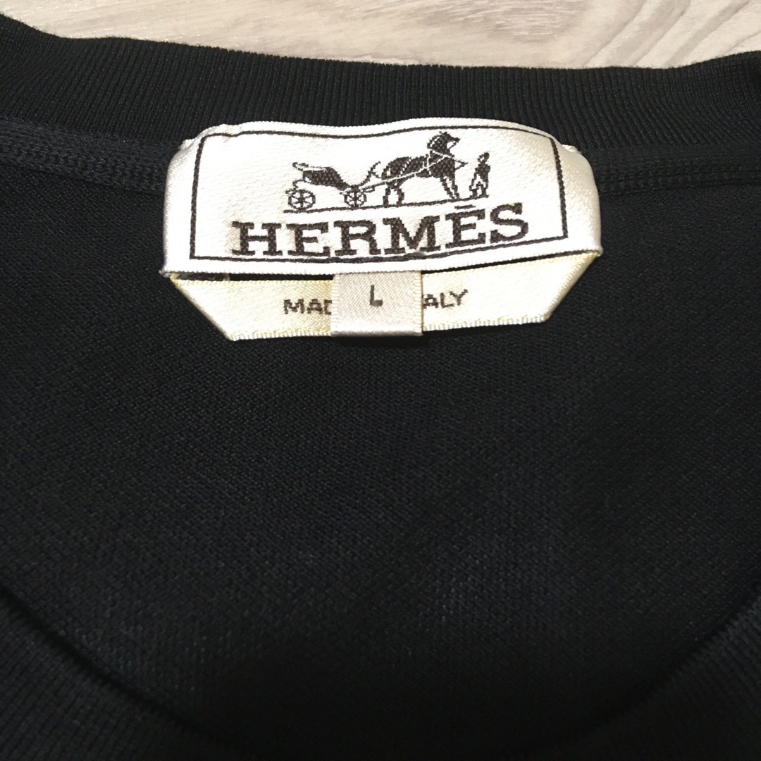 Hermes(エルメス)のHERMES エルメス メンズTシャツ H刺繍 ブラック 黒 Lサイズ メンズのトップス(Tシャツ/カットソー(半袖/袖なし))の商品写真