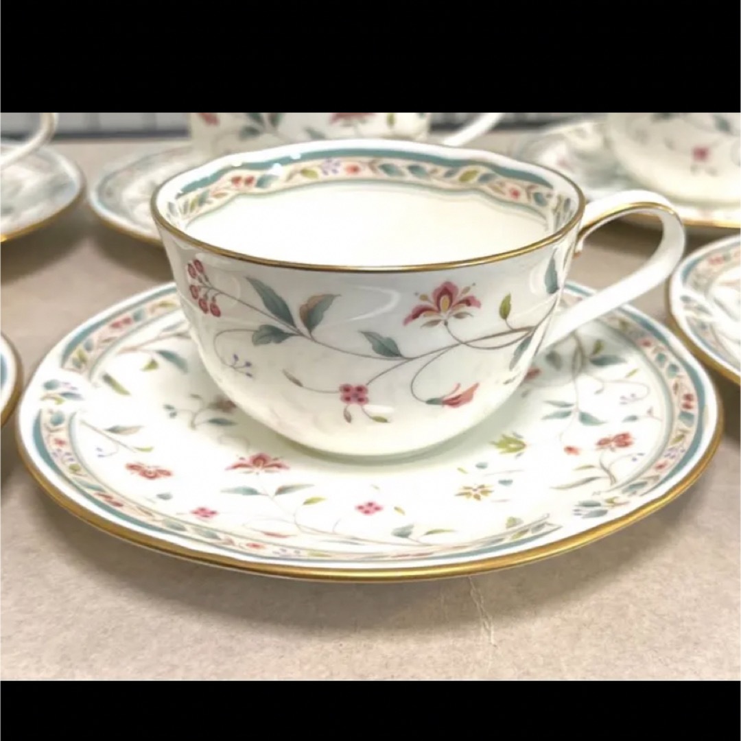 Noritake Born China 花更紗 コーヒーカップ皿 6客 - 食器