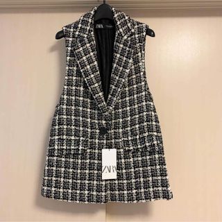 ZARA - ZARA ツイードジレ テクスチャーベスト サイドスリット ベスト