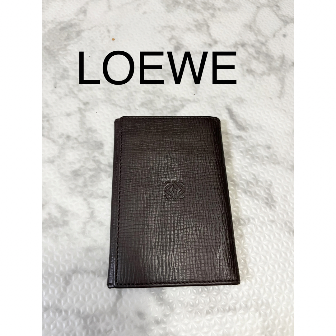 美品 LOEWE ロエベ カードケース 札入れ 二つ折り 茶 レザー - 折り財布