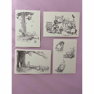クマノプーサン(くまのプーさん)のポストカード　4枚　クラッシックプー　Pooh  ディズニーランドdisney (その他)