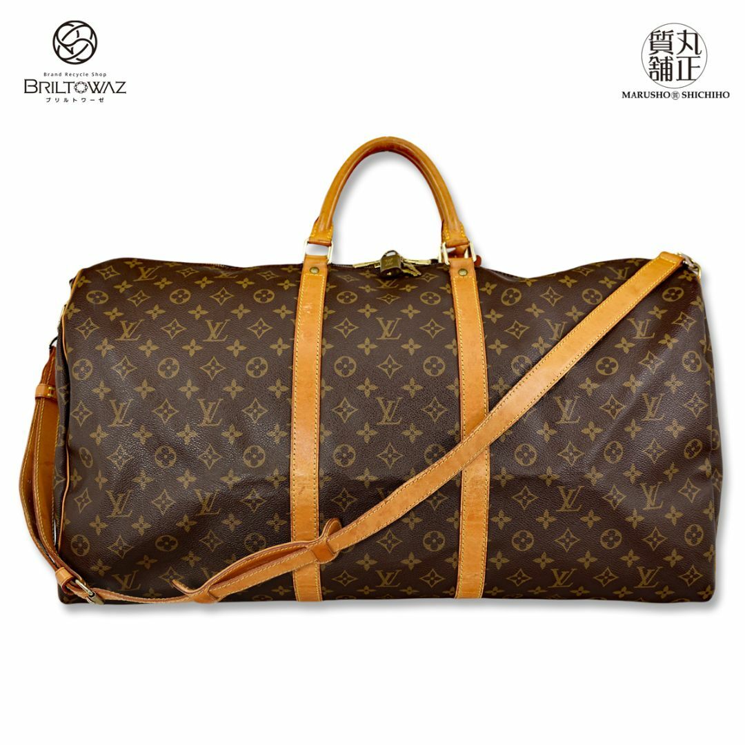 ルイヴィトン キーポル60 ボストン バッグ M41422 モノグラム メンズ レザー ショルダー 2WAY 茶 ブラウン 旅行 LOUISVUITTON LV USED【ブリルトワーゼ】【丸正質舗】【質屋】（M211859）