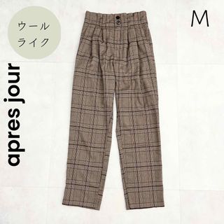 【apresjour】美品　M グレンチェック ウールライク チェックパンツ(カジュアルパンツ)