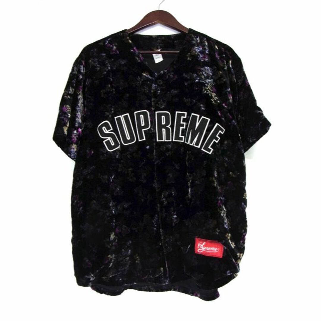 supreme フローラル ベロア ベースボール ジャージー