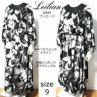 美品　♡ レリアン　leilian ♡ ワンピース　ブラック　黒　17