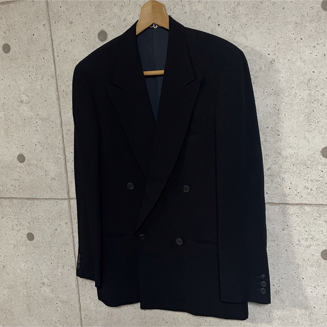 Giorgio Armani(ジョルジオアルマーニ)のジョルジオアルマーニ ダブル テーラドジャケット セットアップ スーツ ブラック メンズのスーツ(セットアップ)の商品写真