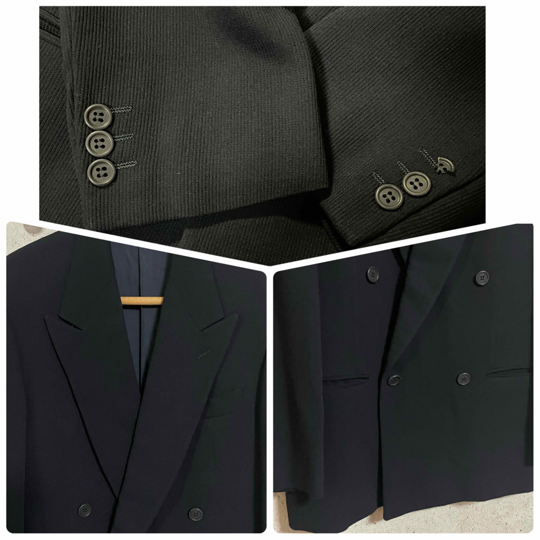 Giorgio Armani(ジョルジオアルマーニ)のジョルジオアルマーニ ダブル テーラドジャケット セットアップ スーツ ブラック メンズのスーツ(セットアップ)の商品写真