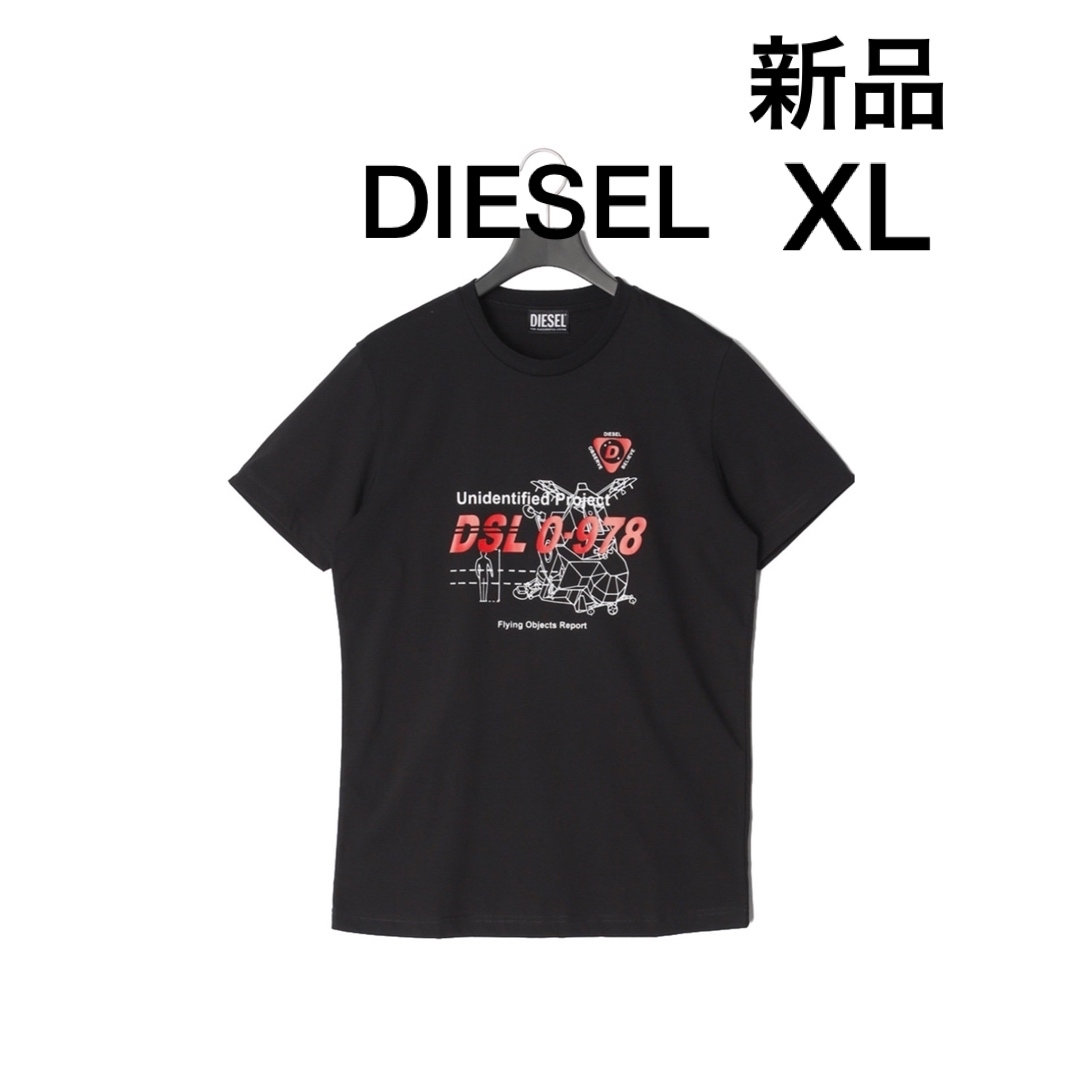 新品　DIESELディーゼル　プリントＴシャツ　ブラック　サイズXL