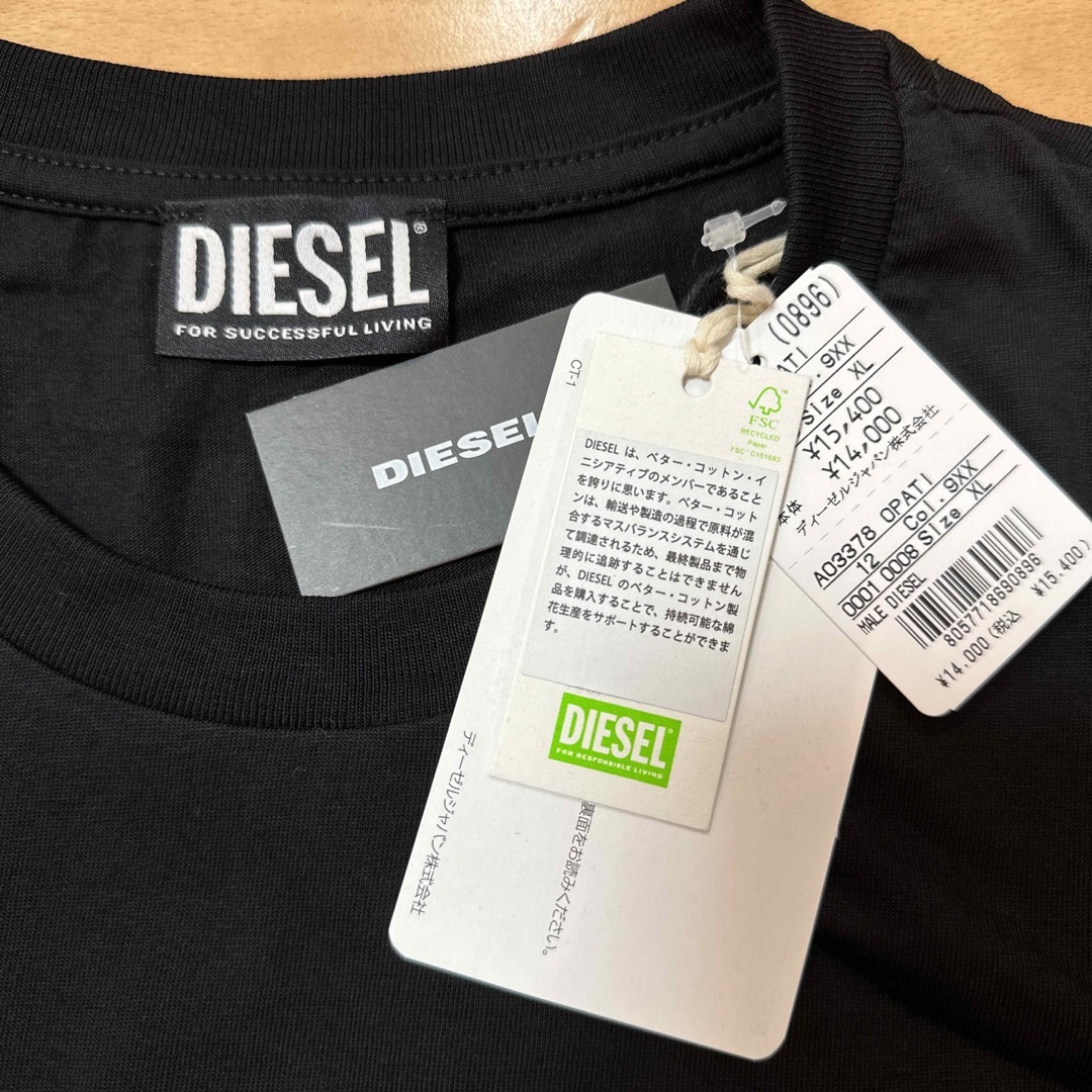 新品　DIESELディーゼル　プリントＴシャツ　ブラック　サイズXL