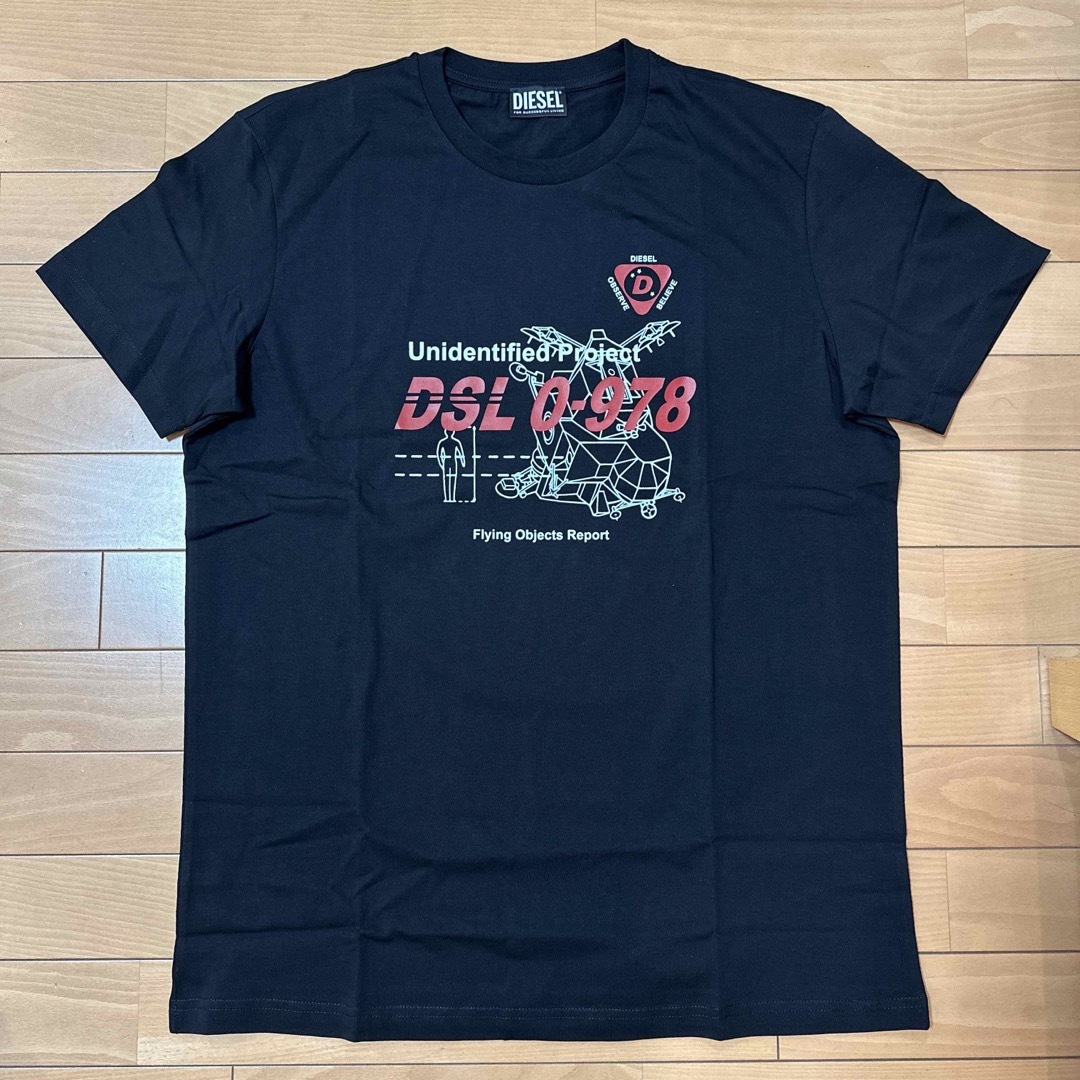 新品　DIESELディーゼル　プリントＴシャツ　ブラック　サイズXL