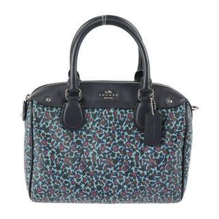 コーチ(COACH)のCOACH コーチ  ミニ ベネット サッチェル ハンドバッグ F59445 PVC レザー  マルチカラー ネイビー シルバー金具 ミニボストン  フラワー 花柄 【本物保証】(ハンドバッグ)