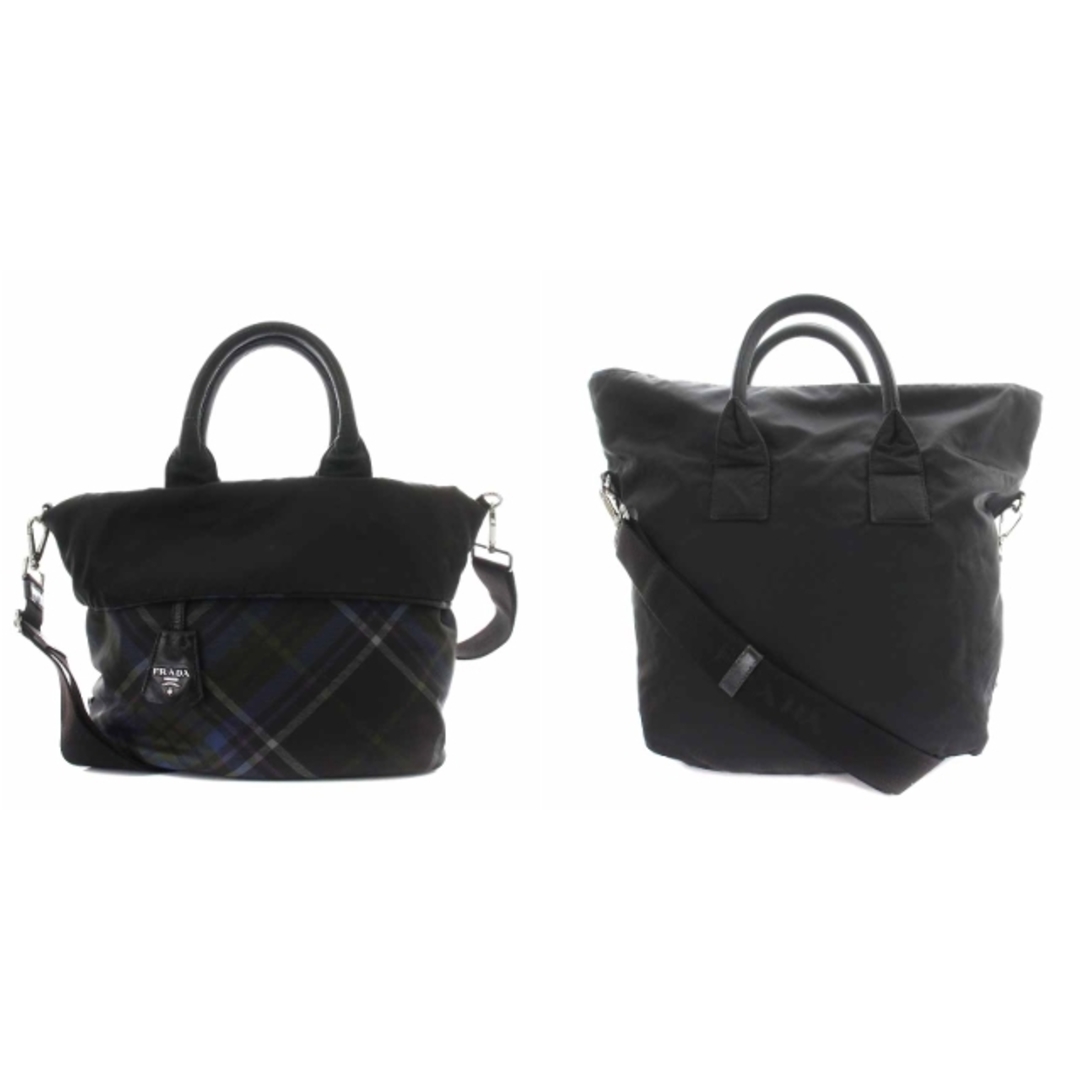 PRADA - プラダ ハンドバッグ ショルダーバッグ 2way ナイロン チェック 黒