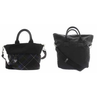 プラダ(PRADA)のプラダ ハンドバッグ ショルダーバッグ 2way ナイロン チェック 黒(ハンドバッグ)