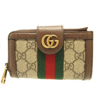 グッチ(Gucci)の新品同様 グッチ オフィディア 699353 GGマーモント コンパクトウォレット GGキャンバス レザー ベージュ ブラウン 茶 カードケース 財布 0069【中古】GUCCI(パスケース/IDカードホルダー)