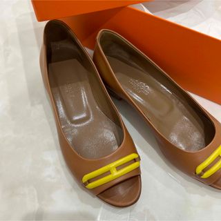 希少✨エルメス　フラットシューズ　バレエシューズ　ベージュ　HERMES 24