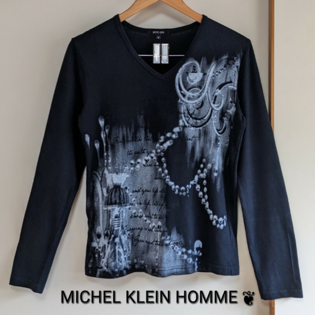 MICHEL KLEIN HOMME(ミッシェルクランオム)のMICHEL KLEIN HOMME ❥ Vネックカットソー  46 💕女性も メンズのトップス(Tシャツ/カットソー(七分/長袖))の商品写真