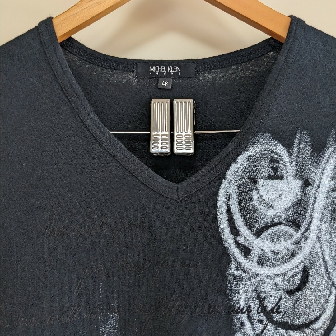 MICHEL KLEIN HOMME(ミッシェルクランオム)のMICHEL KLEIN HOMME ❥ Vネックカットソー  46 💕女性も メンズのトップス(Tシャツ/カットソー(七分/長袖))の商品写真