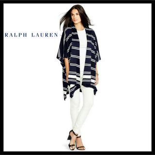 ラルフローレン(Ralph Lauren)のRALPH LAUREN  ストライプシルクカシミヤドレープポンチョカーディガン(カーディガン)