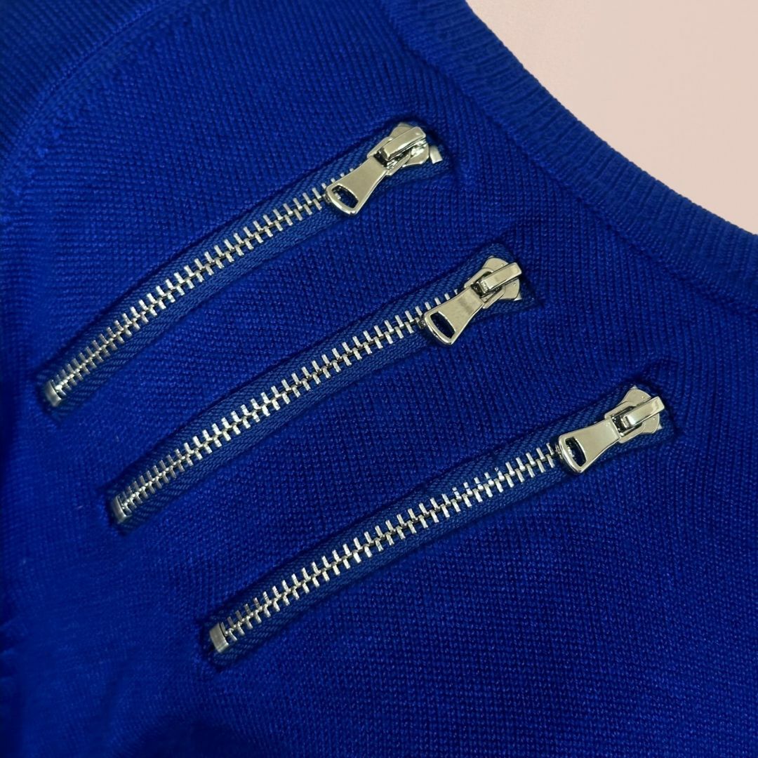 美品☆入手困難☆サンローラン ファスナーデザイン 長袖ニット 総柄 伸縮性