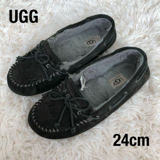 アグ(UGG)のUGGアグ　ボアモカシン　スリッポン　ダークグレー24cm(スリッポン/モカシン)