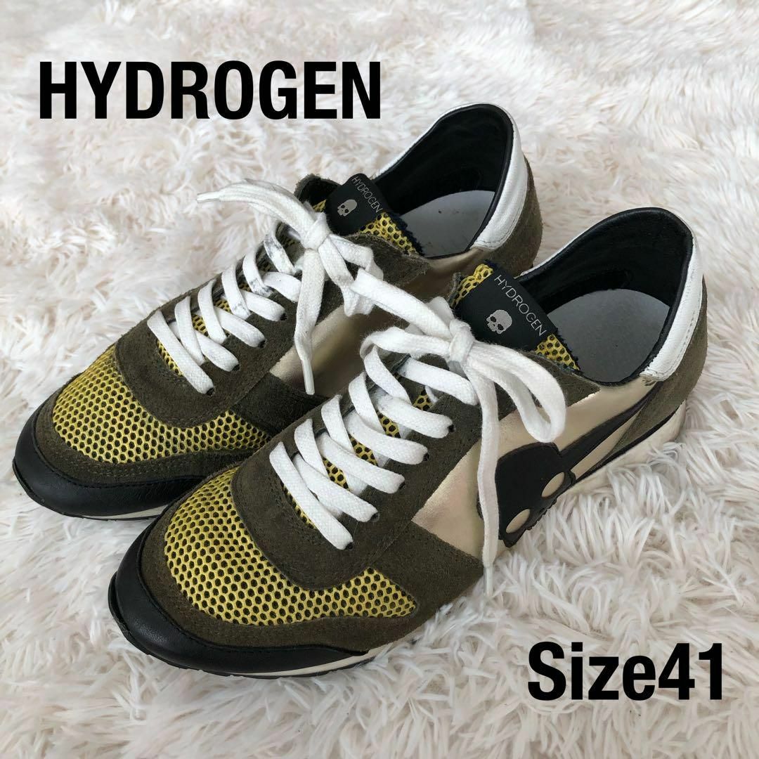 HYDROGENハイドロゲン　スニーカー　ゴールド黄色メッシュ