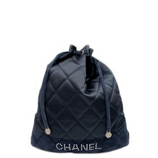 シャネル(CHANEL)のCHANEL マトラッセ ロゴ ミニ 巾着 ヴィンテージ SV金具 リュック・デイパック サテン スエード(リュック/バックパック)