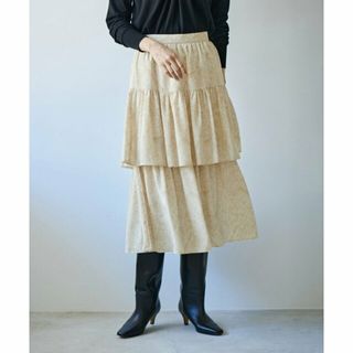 ロペ(ROPE’)の【ベージュ系（28）】地図柄プリントティアードスカート(ロングスカート)