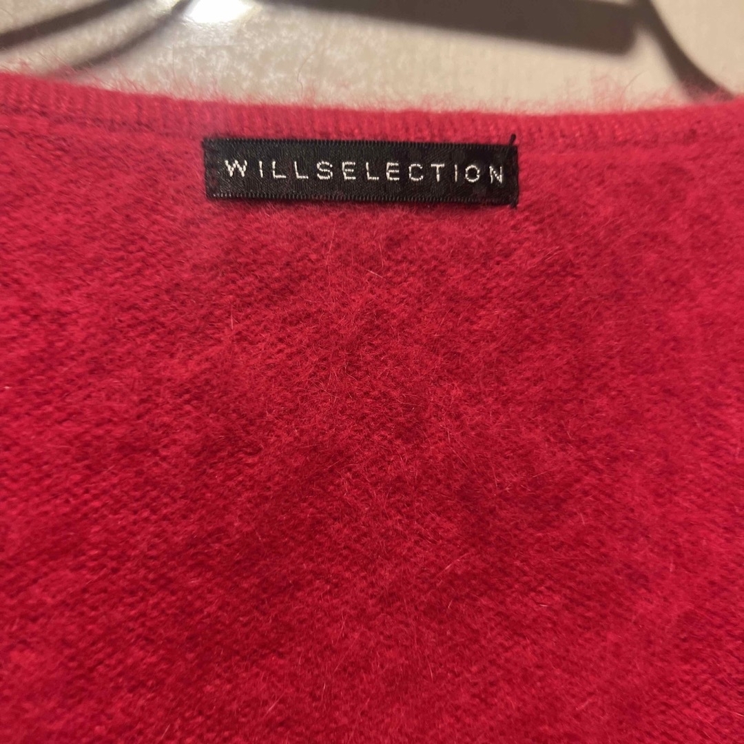 WILLSELECTION(ウィルセレクション)のウィルコレクション　モヘア　ピンク　ファー　パフスリーブ　パールボタン レディースのトップス(Tシャツ(長袖/七分))の商品写真