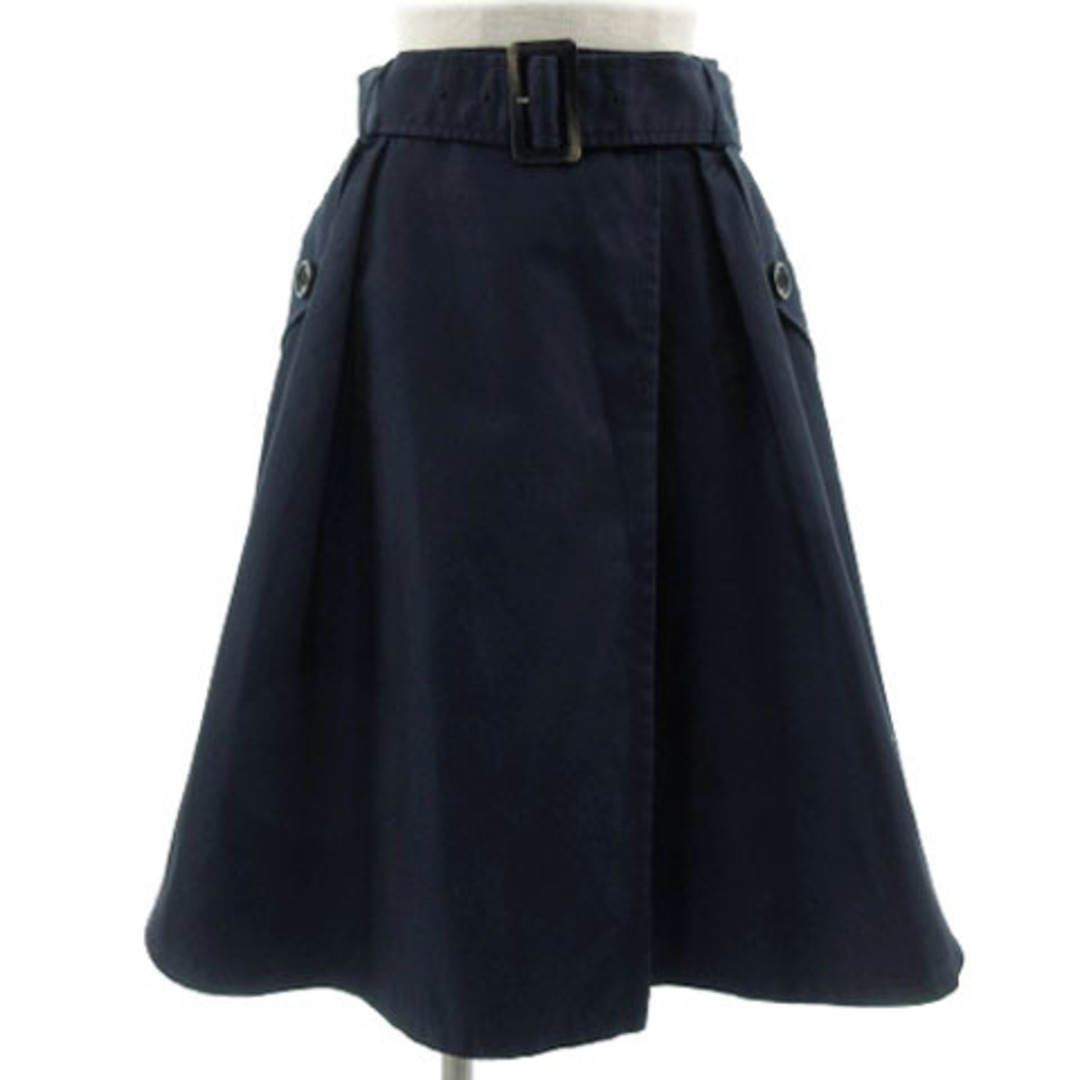 ロイスクレヨン スカート ラップ フレア ベルト付き コットン混 日本製 紺 M