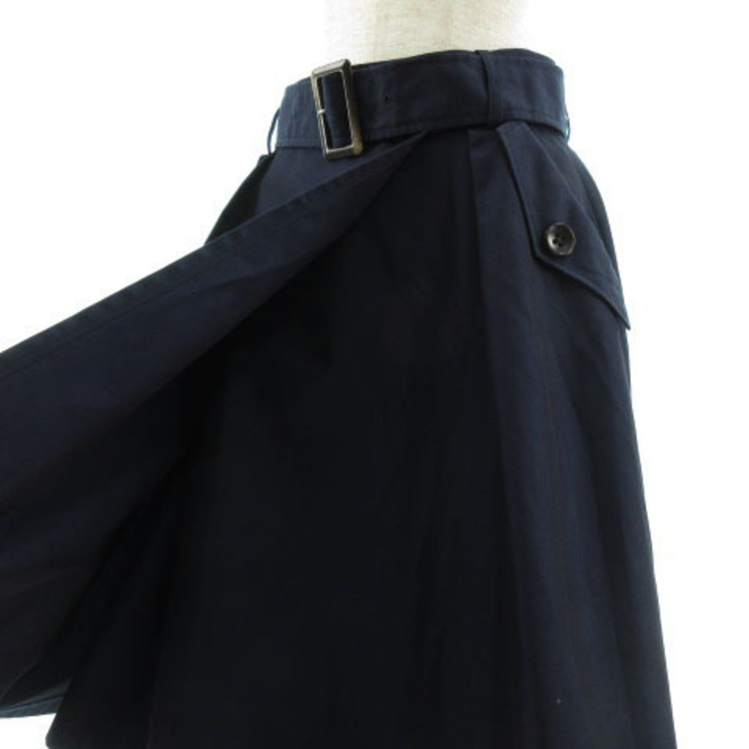 ロイスクレヨン スカート ラップ フレア ベルト付き コットン混 日本製 紺 M 3