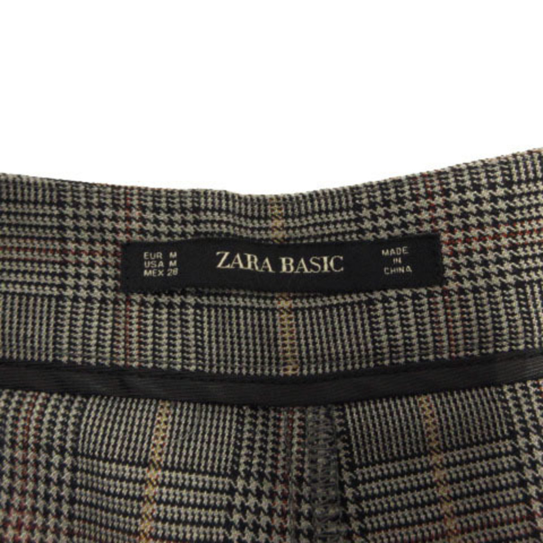 ZARA BASIC ワイドパンツ グレンチェック グレー 黒 茶 黄土色 M 6