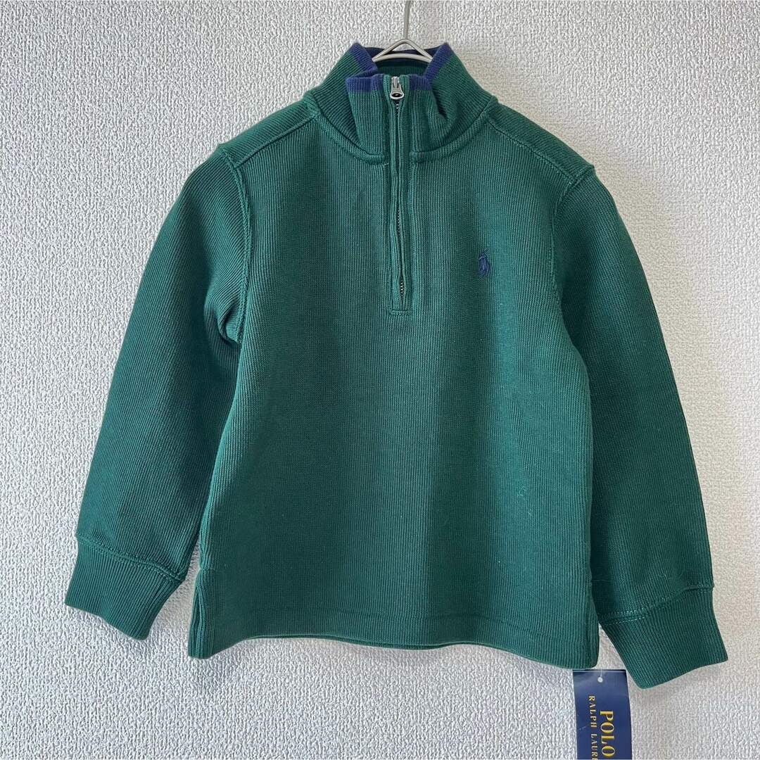 POLO RALPH LAUREN(ポロラルフローレン)の【新品】ポロラルフローレン　ハーフジップコットンニット　グリーン　3T キッズ/ベビー/マタニティのキッズ服男の子用(90cm~)(ニット)の商品写真