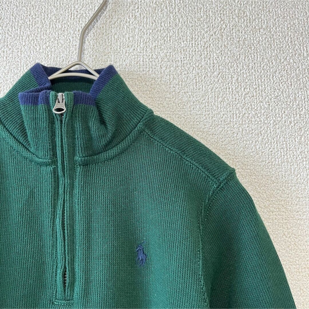 POLO RALPH LAUREN(ポロラルフローレン)の【新品】ポロラルフローレン　ハーフジップコットンニット　グリーン　3T キッズ/ベビー/マタニティのキッズ服男の子用(90cm~)(ニット)の商品写真