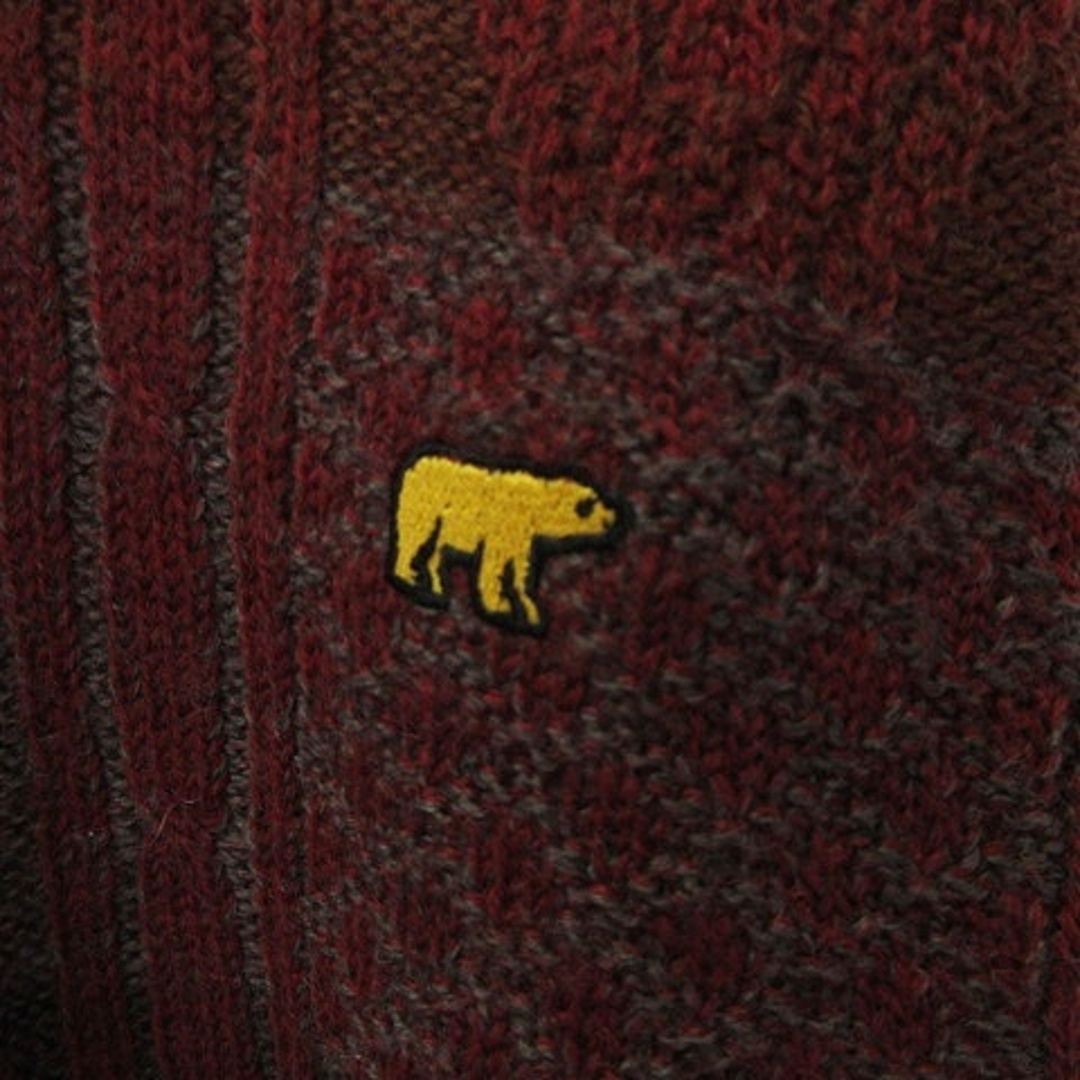 Golden Bear(ゴールデンベア)のゴールデンベア ニット セーター 長袖 Vネック ロゴ 刺繍 赤 M メンズのトップス(ニット/セーター)の商品写真