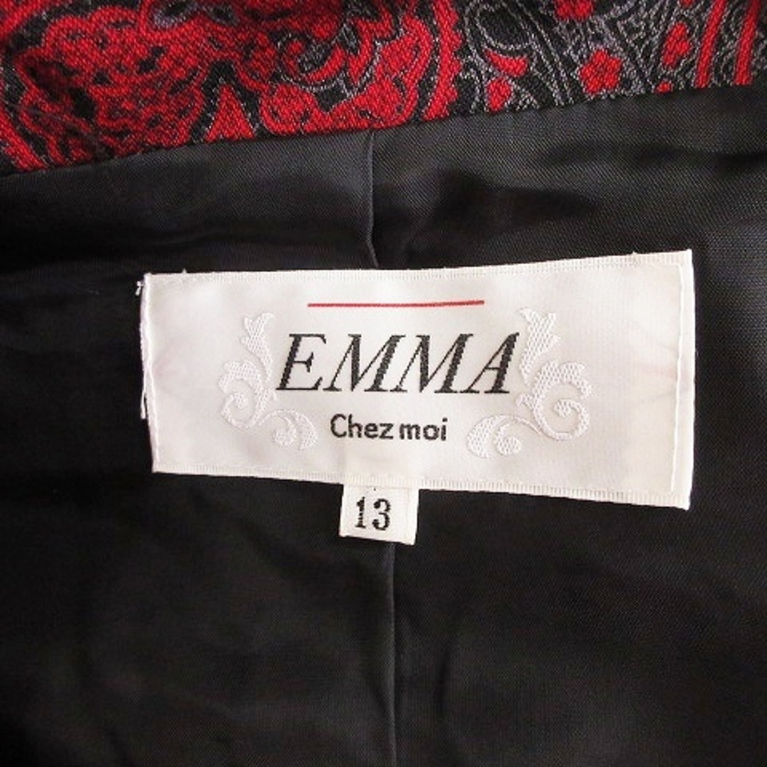 EMMA  テーラードジャケット シングル 総裏 総柄 シルク 赤 13 6