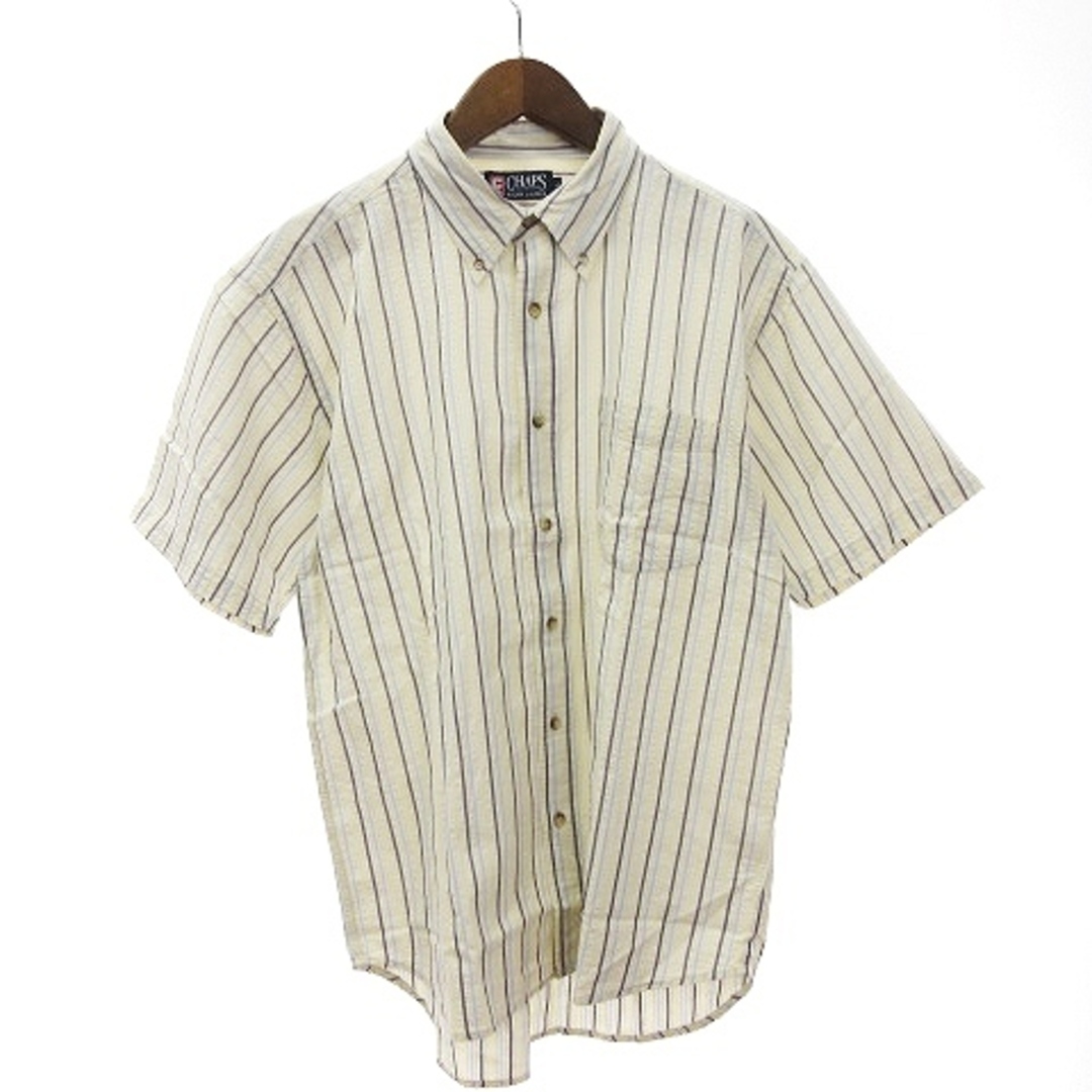 CHAPS(チャップス)のチャップス シャツ 半袖 カジュアル ストライプ ベージュ系 白 L メンズのトップス(シャツ)の商品写真