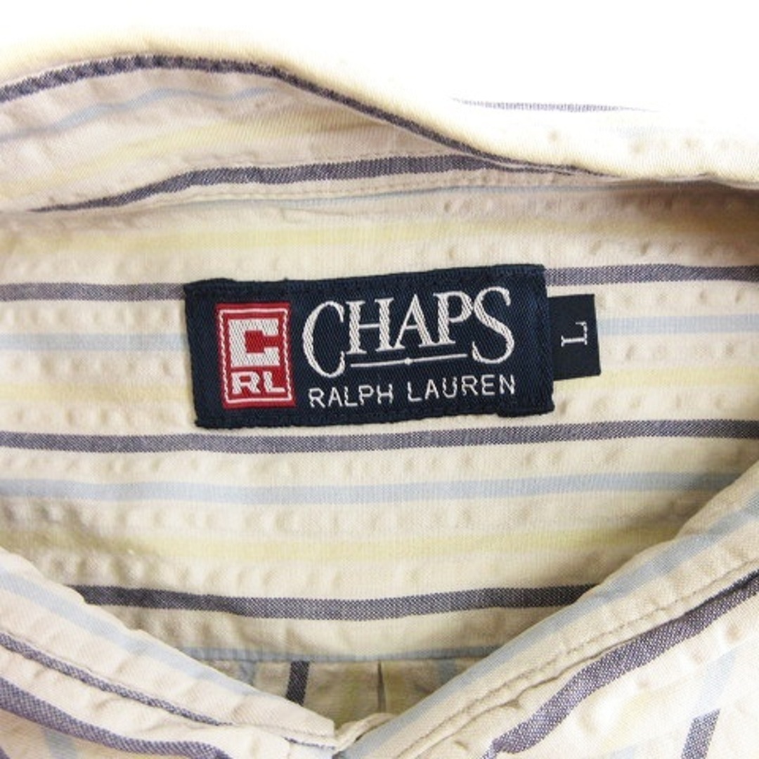 CHAPS(チャップス)のチャップス シャツ 半袖 カジュアル ストライプ ベージュ系 白 L メンズのトップス(シャツ)の商品写真